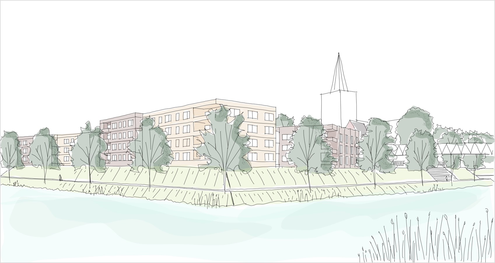 Zicht op de vestingwal en gracht
